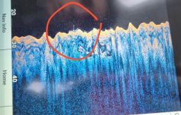 April 2024 sonar image of Attack periscope extending from submarine conning tower