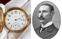 The auction for John Jacob Astor IV's 14-carat gold Waltham pocket watch, engraved with the initials JJA was sold to an American buyer. 